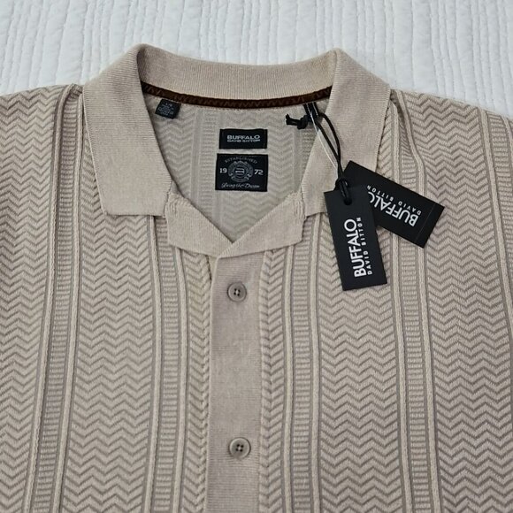 Buffalo David Bitton Men's Button-Up Sweater Men's L Jute Brown Textured NWT - Picture 4 of 14